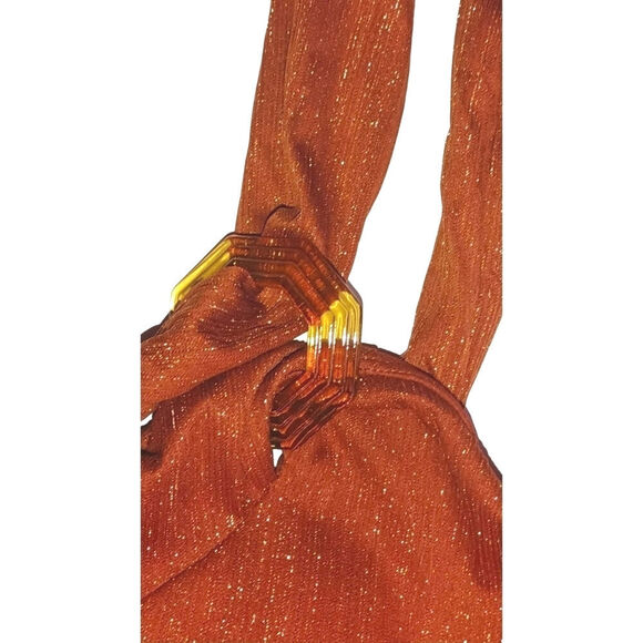 One Shoulder Metallic One Piece Swim Suit Rust Women's Size Large - Picture 3 of 4